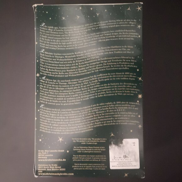 4 - VTG Krebs Exclusive Designer Glass Blue & Black Christmas Tree Ornaments - Picture 3 of 4